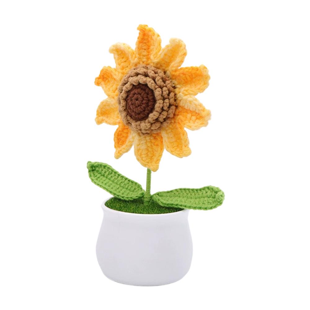 Gay Pride Handmade Knitted Flower Pot Red Heart Shaped Knit Imitation Potted Plant For Mother‘s Day Girls Gifts Home Desktop