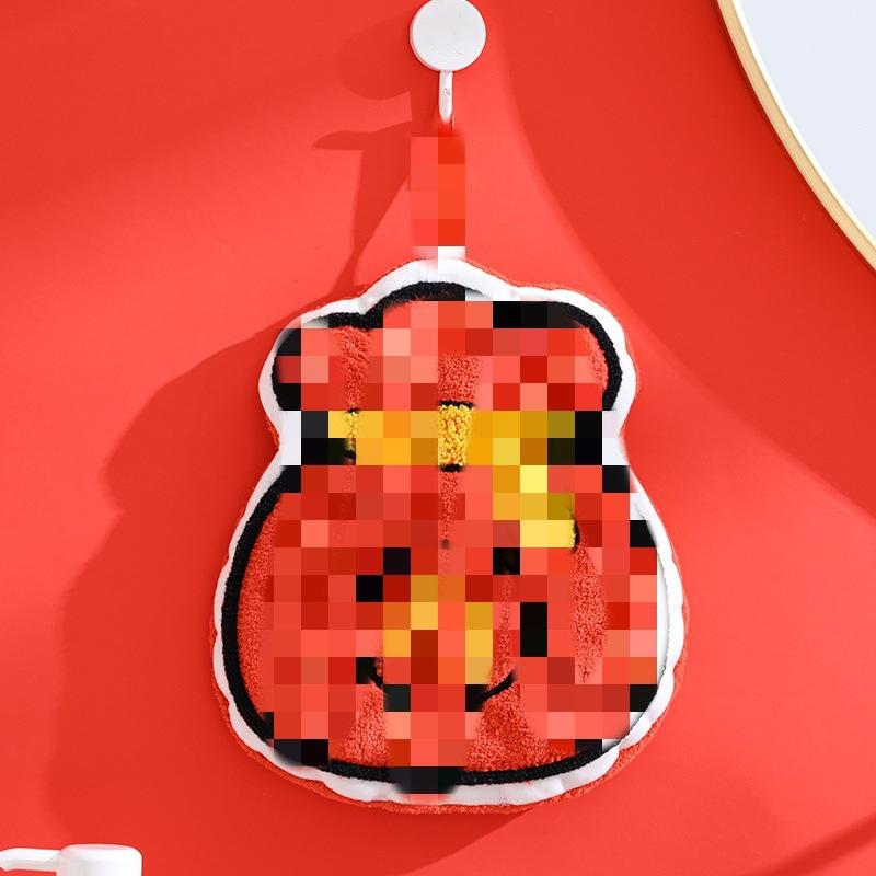 

Новогодний красный конверт, мешочек с удачей, коралловое флисовое полотенце для рук, можно повесить, утолщенное, милое, впитывающее воду, быстросохнущее, для дома, кухни, больше, чем каждый год 20*25cm