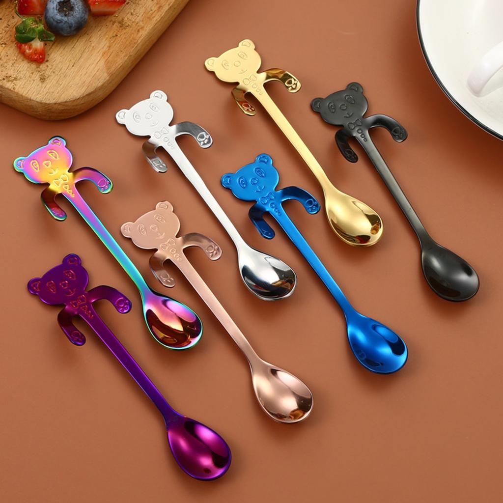 304 Stainless Steel Wall-mounted Bear Spoon Coffee Hanging Cup Spoon Dessert Spoon Small Spoon Stirring Hanging Mug Ice Spoon