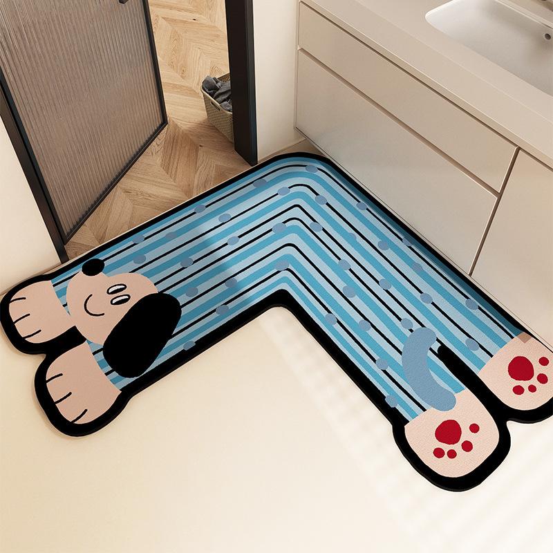 Diatom Mud Cartoon Kitchen Mat, Water Absorption, Non-Slip And Quick-Drying, Special-Shaped Floor Mat, Wear-Resistant And Dirt-Resistant, Easy To Take
