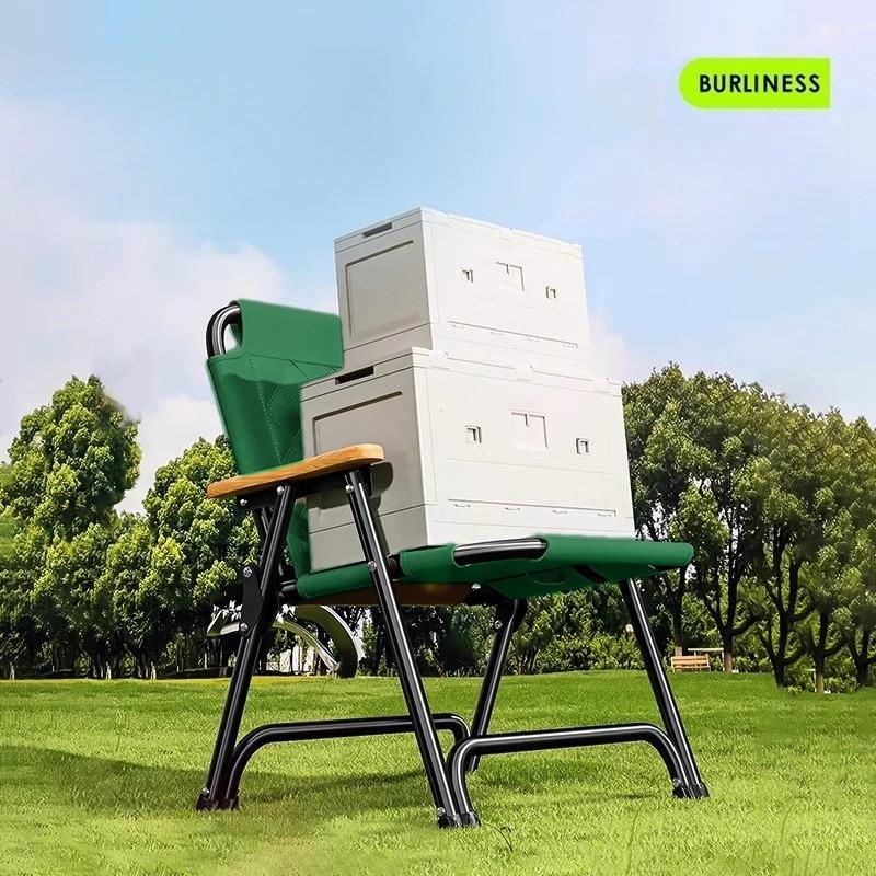 High Carbon Steel Outdoor Folding Chair Padded Double Camping Chair for Fishing BBQ Picnic Hiking Beach Portable Use