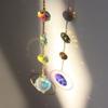 Wind Chime Suncatcher Star Moon, Colorful Beads Plated Hanging Pendant for Garden Decor