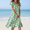 Dámské ležérní módní květinové tiskové šaty s výstřihem do V a krátkým rukávem, krátká sukně
