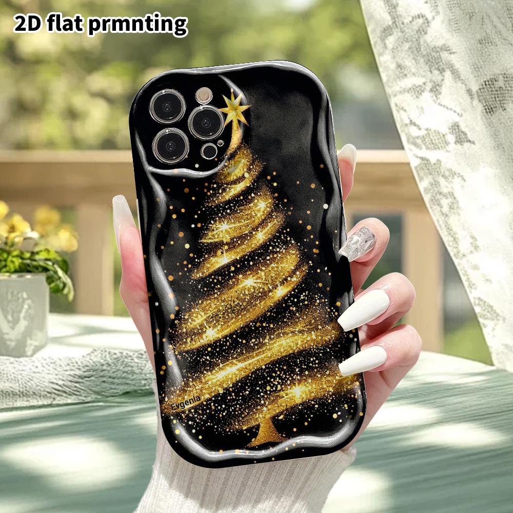 Phone Case: 2D Flat Design, Fits iPhone 12, 13, 14, 15, 16, 17, 18 Pro, Phone Decoration, Glitter Spiral, Halloween and Christmas Gifts