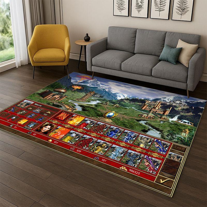 Retro Heroes of Might and Magic Map Game Carpet Rug for Bedroom Living Room Sofa Playroom Doormat Home Decor,Area Rug Non-slip