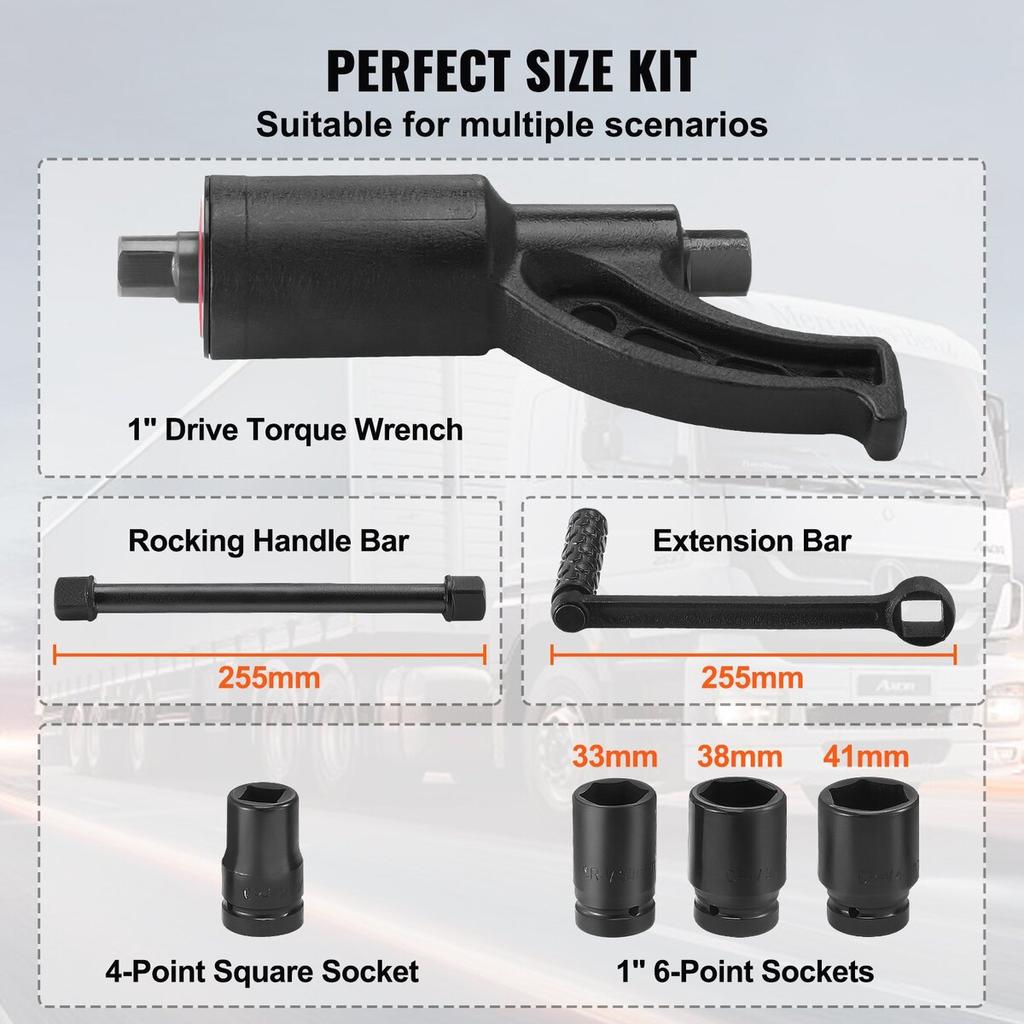 Torque Multiplier, Heavy Duty Torque Multiplier Wrench Set, 1 Inch Drive Lug Nut Wrench Torque Multiplier, 1:58 4800N.m Lug Nut Remover, with 4