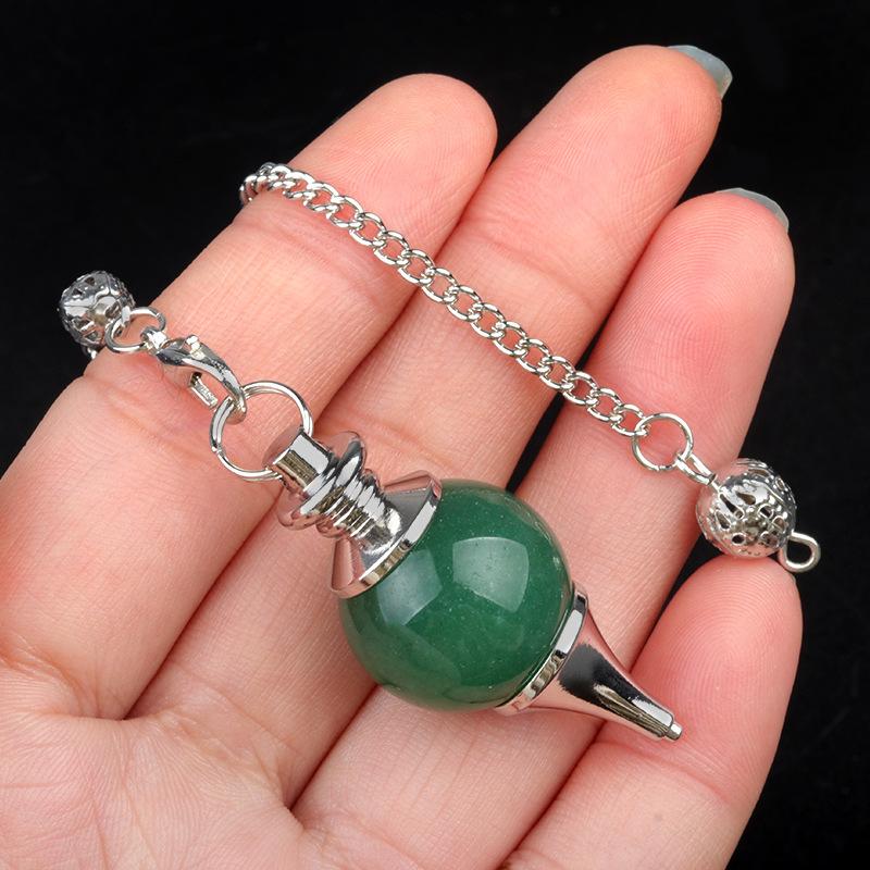 New Style Gemstone Crystal Ball Pendulum Healing Natural Stone Crystal Pendant with Chain for Decompression