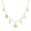 Oceanics Inspired Necklace With Pearls Shell Starfish Pendant Stainless Steel Jewelry for Women