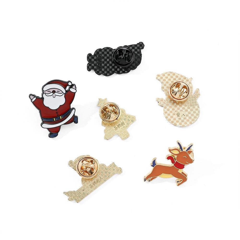Alloy Material Christmas Brooch Cartoon Character Design Drip Oil Craft Xz3102-1 Xz3102-2 Xz3102-3 Xz3102-4 Xz3102-5 Xz3102-6
