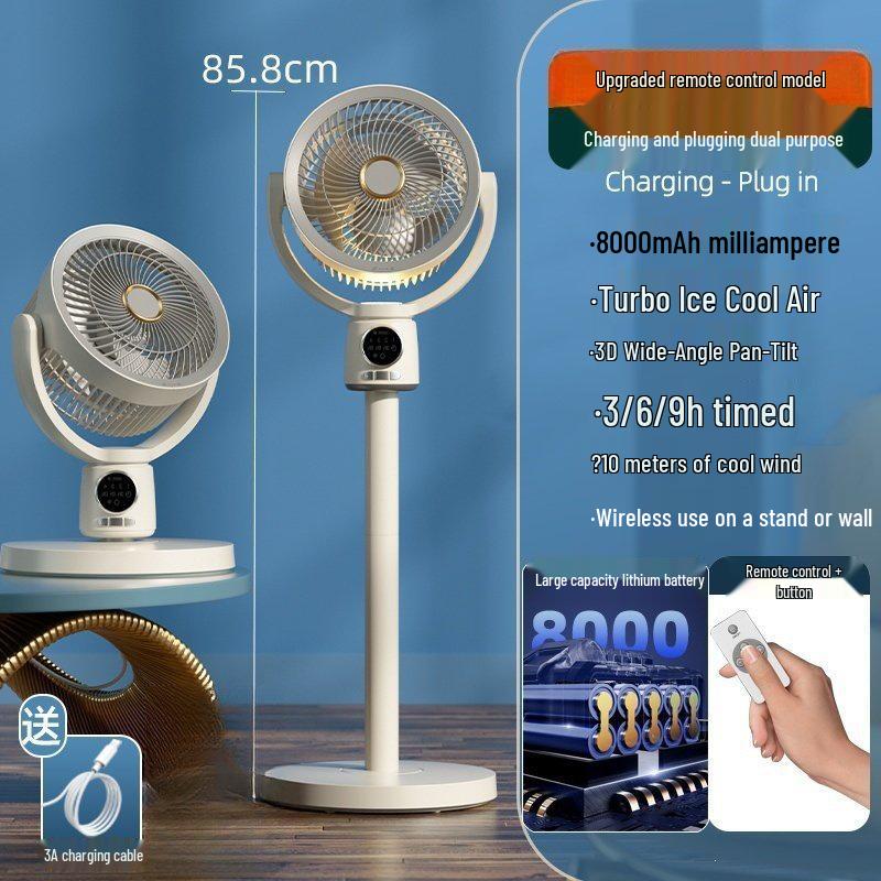 Smart Rechargeable Wireless Oscillating Fan with Timer for Indoor/Outdoor Use