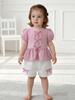 Baby Girl Clothing Set Summer Outfit Pink Stripe Top with Bow & Shorts Newborn Toddler 0-3Y