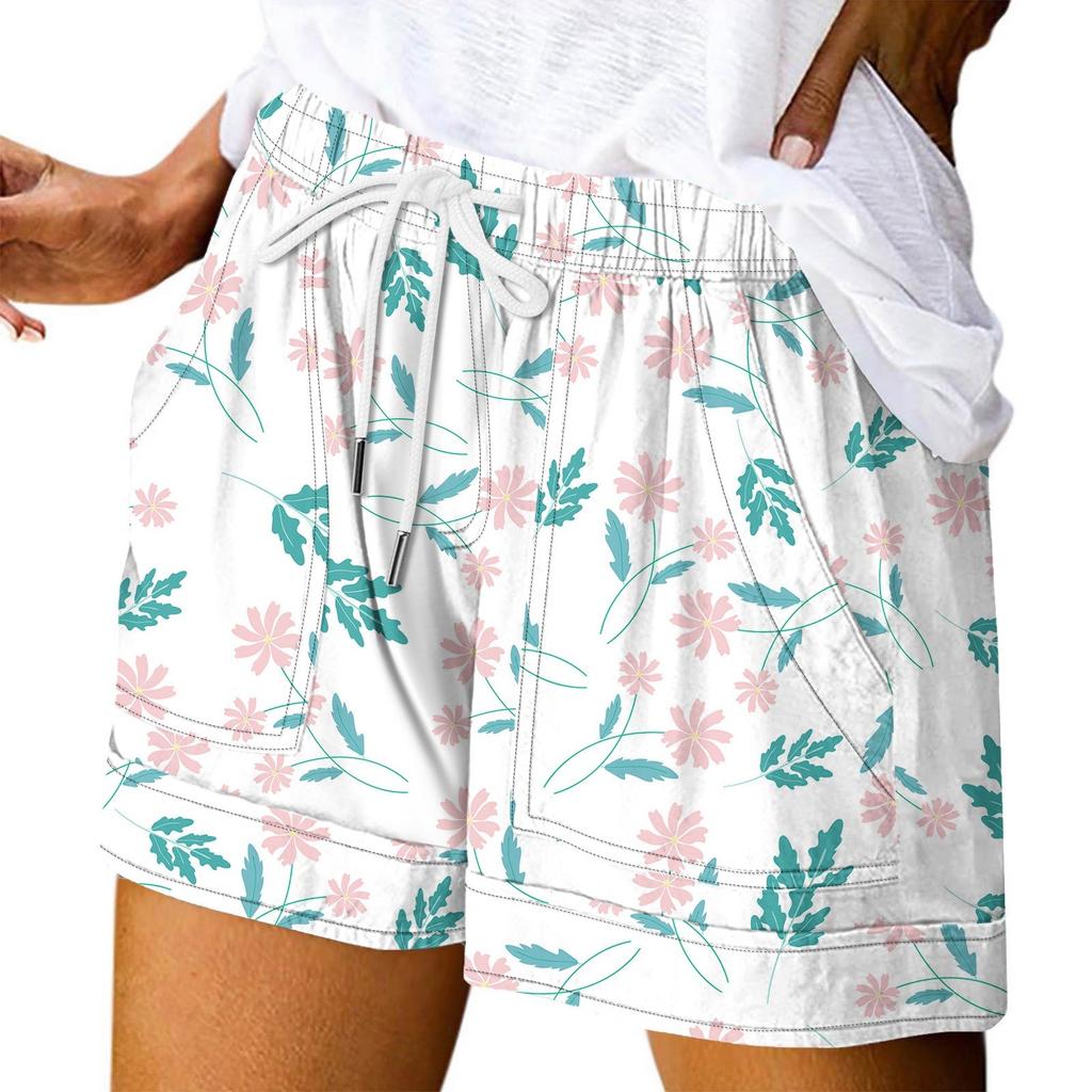 Damen Casual Sommer Elastische Strandshorts Print Casual Shorts