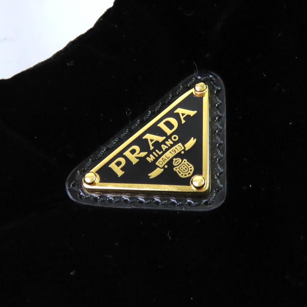 PRADA Shoulder Bag Padded velvet mini handbag with triangle logo, 2-way 1BA410 Used