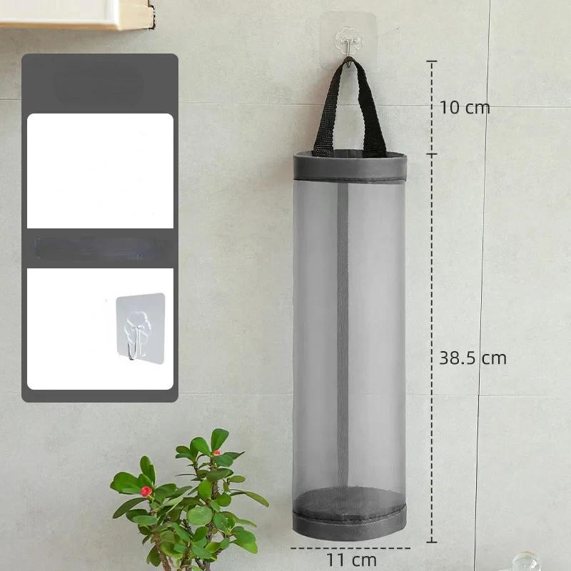 Home Grocery Bag Holder Wall Mount Plastic Bag Holder Dispenser Hanging Storage Trash Garbage Bag Kitchen Garbage Organizer