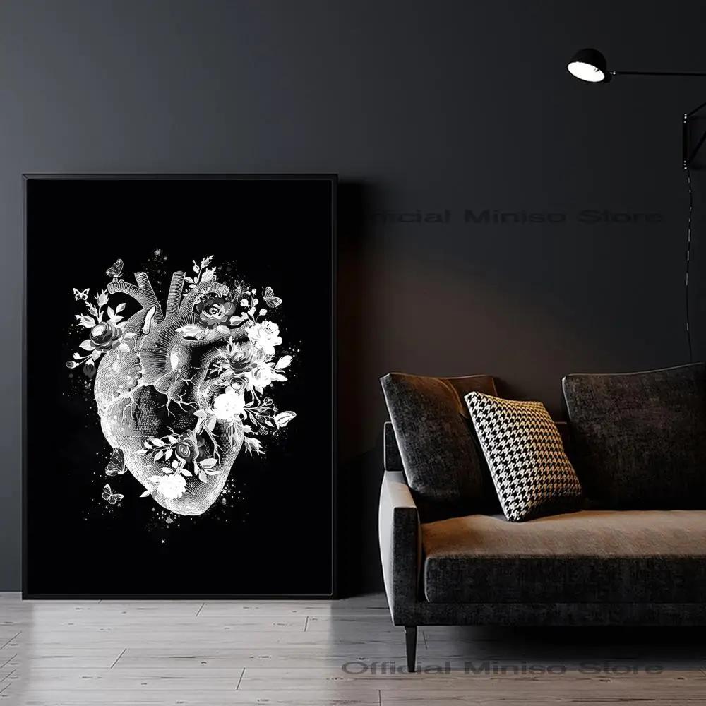 1pc Black White Anatomy Skeleton Poster Paper Print Home Bedroom Entrance Bar Cafe Art Painting Decoration
