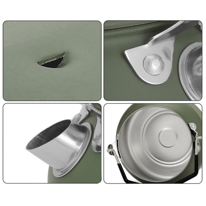 1 Litre Camping Kettle with Foldable Handle Fast Heating Gas Teapot Outdoor Lightweight Whistling Stainless Steel Kettle