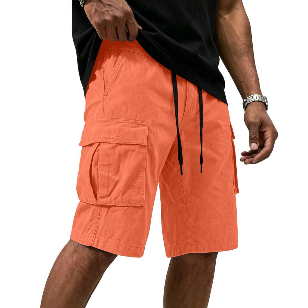 Mens Cargo Shorts Multi Pocket Drawstring Waist Relaxed Fit Workwear Style Casual Cotton Short Pants for Outdoor Activities