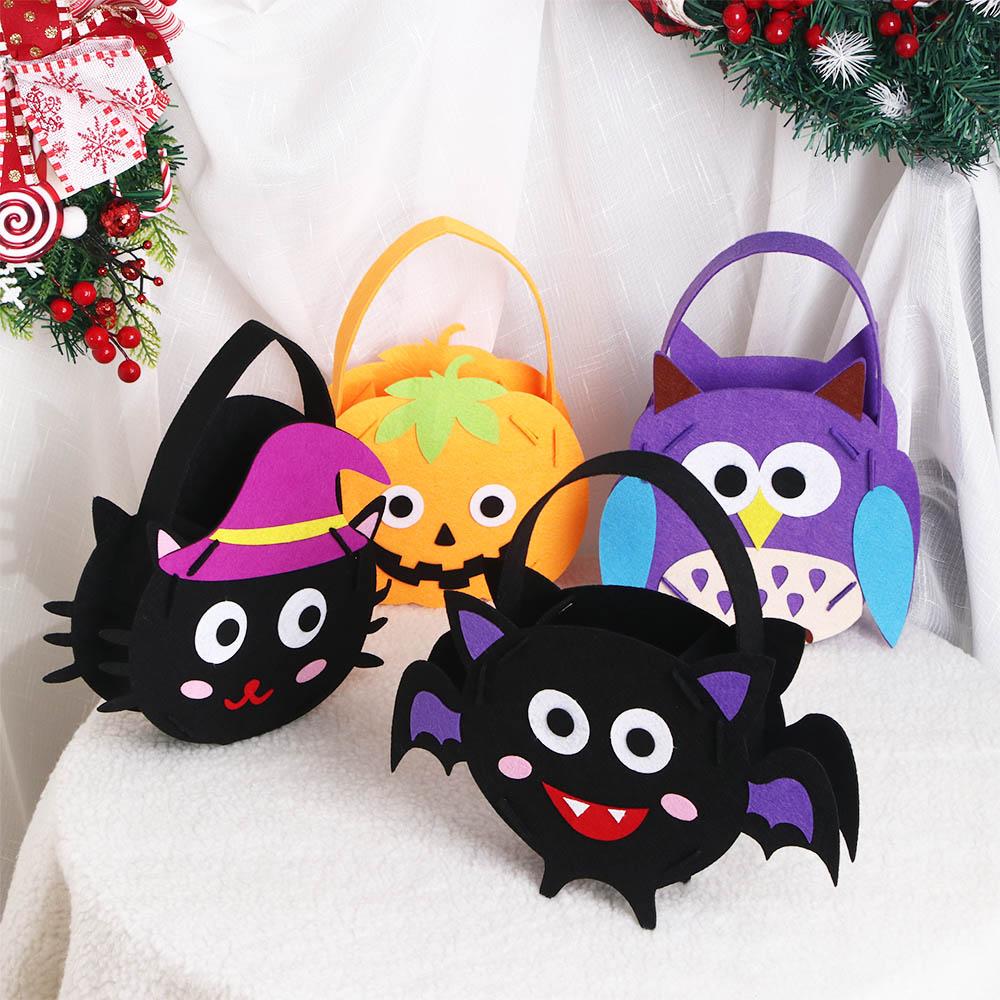 Cartoon Trick Or Treat Ornament Halloween Decoration Storage Bucket Halloween Candy Bag Gift Basket