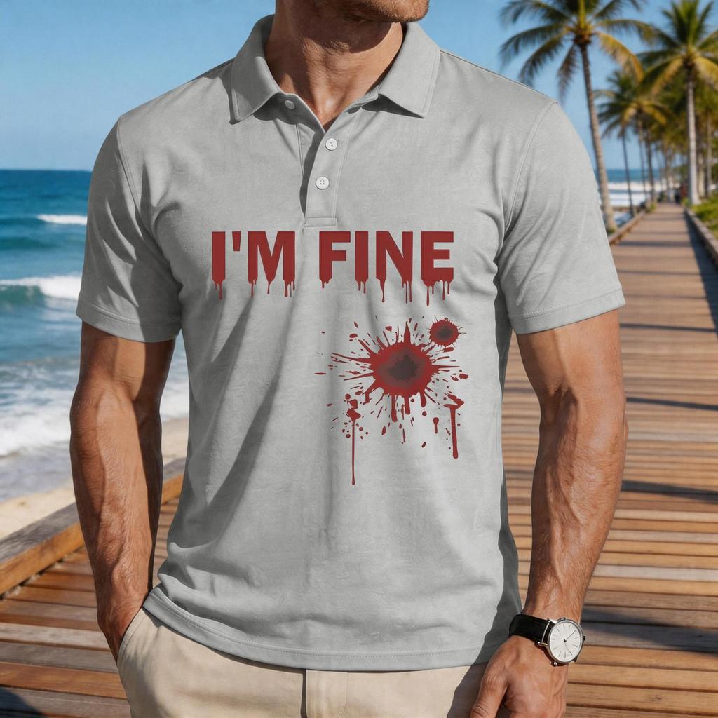 Men's Casual Short Sleeve Polo Shirt Loose Fit Halloween Graphic Print Lightweight Comfortable Top for Everyday Wear
