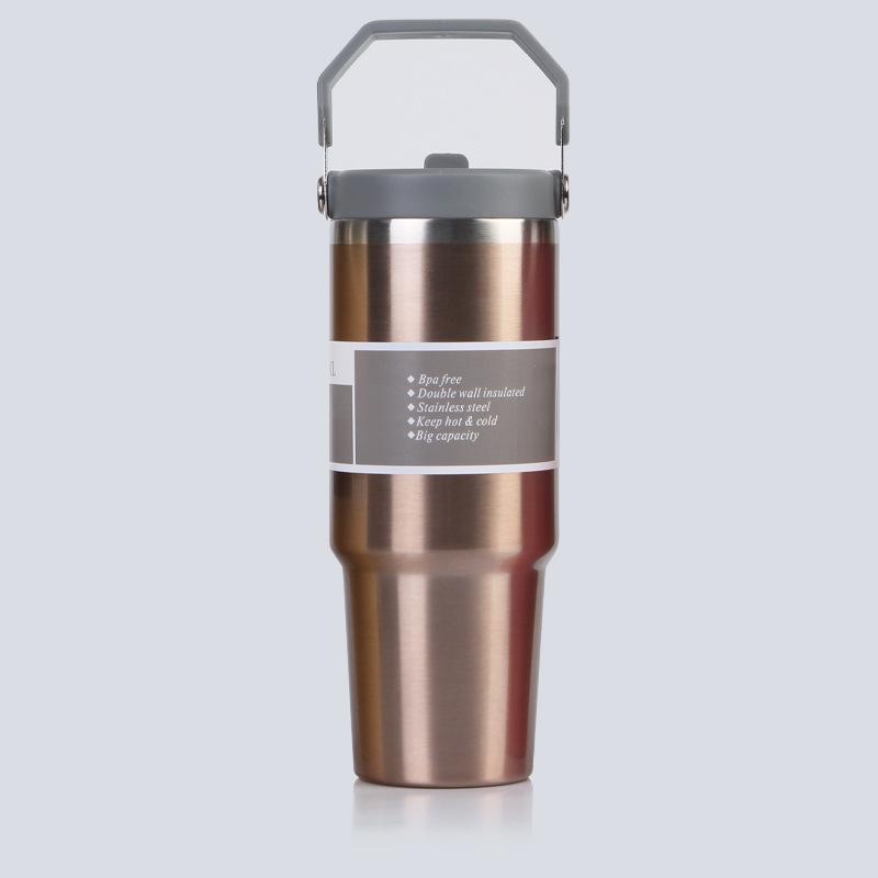American 304 StainlessSteel Insulated Cup 30/20oz Capacity Hand-held CarCup Outdoor Portable Cold Preservation Ice Box Water Cup