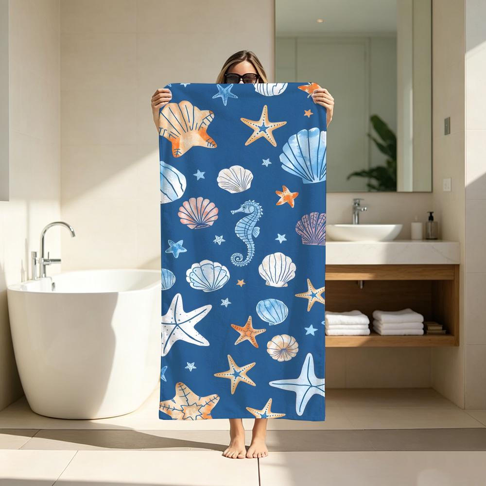Kawaii Cartoon marine life pattern Towel ultra-fine fiber quick drying absorbent bath towel, outdoor swimming sports towel