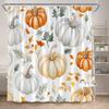 1Pc Halloween Pumpkin Pattern Shower Curtain, Polyester Fabric, Machine Washable, Suitable For Bathroom Decoration
