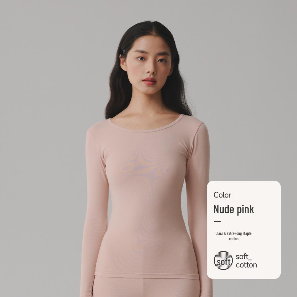 Dámský top s dlouhým rukávem z čisté bavlny v jednobarevném provedení