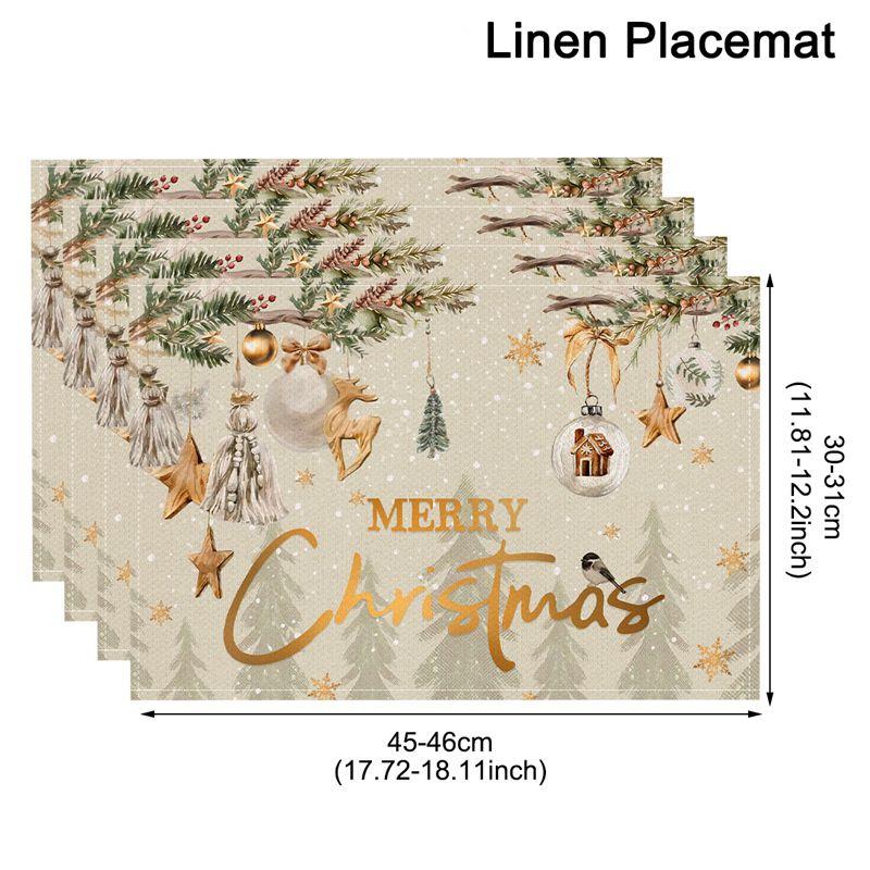 

1/4Pcs Christmas Tree Elk Placemat Linen Dining Table Mats Coaster Bowl Coffee Cup Pad Mat 2026 Navidad Home Kitchen Decoration 1pc
