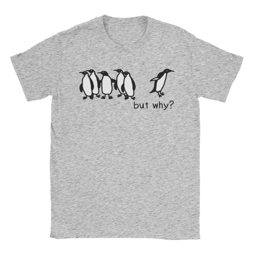 Nihilist Penguin But Why meme TShirt for Unisex Novelty Pure Cotton Tee Shirt Round Collar Short Sleeve T Shirts 6XL Tops