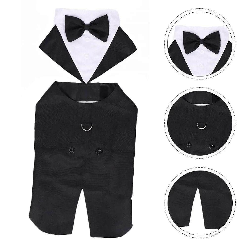 Black/Stripes Dog Tuxedo Costume Detachable Design Large Dog Costume Set Autumn Season