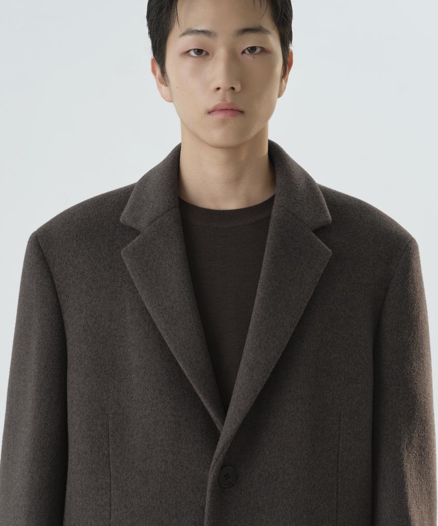 MUSINSA STANDARD Cashmere Blend Daddy Shoulder Single Long Coat [Heather Brown]