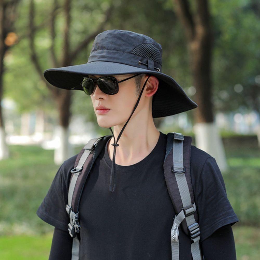 Polyester Fisherman Hat Breathable Fishing Hat Female Large Brim Sun Hat  Outdoor