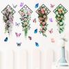 Butterfly Flower Vine Rose Buds Self-Adhesive Waterproof Wall Stickers for Living Room Bedroom Home Decor Wall Decals