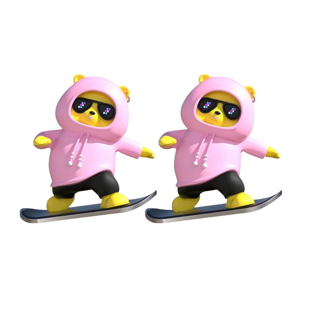 

2PCS Panda Dashboard Ornaments Skateboard Car Decoration Moving Bear Slide Decorative Moving Doll Car Sliding Skate Figure