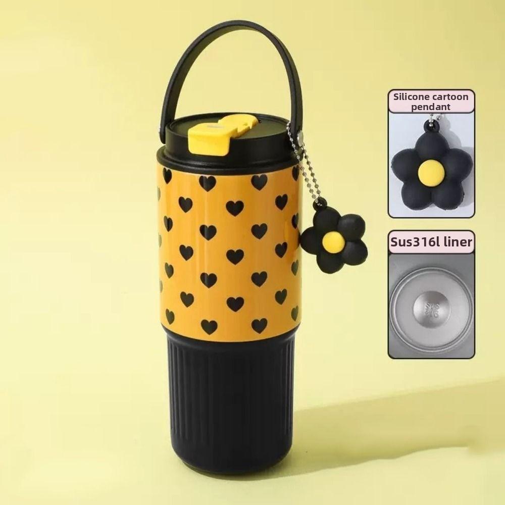 Portable Thermal Water Bottle 750ML Drinking Straw Cup Outdoor Insulated Mug Kitchenware