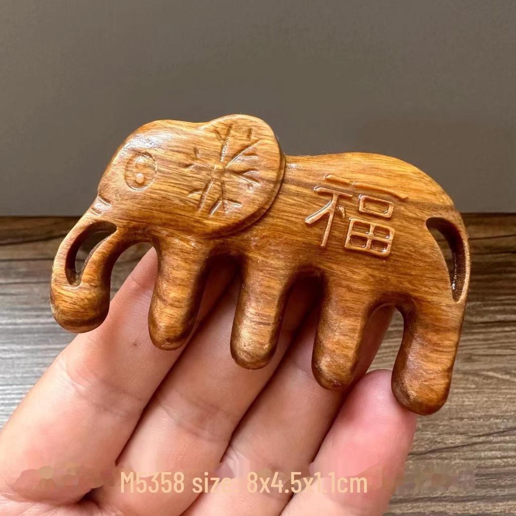 Green Sandalwood Carved Portable Scalp Massage Comb for Women