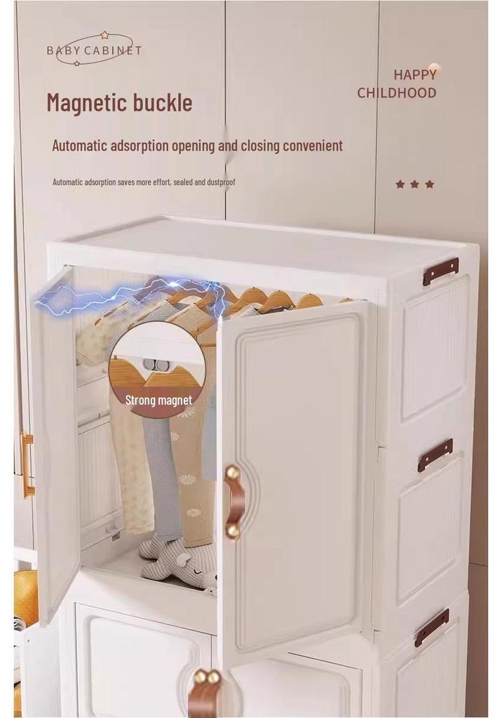 25-Year Durable No-Installation Folding Storage Cabinet for Toys & Clothes
