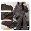 HuuMeNEIDOO Langarm Gestreifte Loungewear Rundhals Oberteil und Hose mit Niedlich und Perfekt für und Winter Damen Pyjama, Set, 2-teiliges Set, Bund,