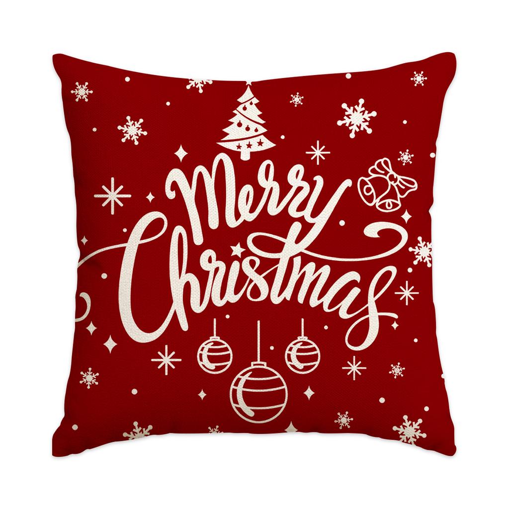 1/4 Pcs Red Christmas Pillowcase Snowflake Christmas Ball Pendant Pattern Cushion Cover Winter Holiday Home Decoration