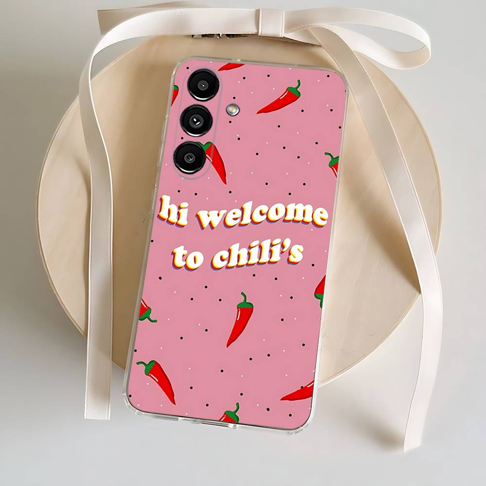 Love Red Chili Phone Case For Samsung S24,30,21,22,23,20 FE,lite,PIus,Ultra,5G,Note,9,10 Transparent Cover