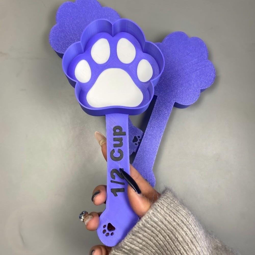Creative 3D Printed Pet Feeding Spoon Non-Slip Food Grade Paw Shaped Pet Food Scoop Portable Plastic Cat Feeding Scoop Travel
