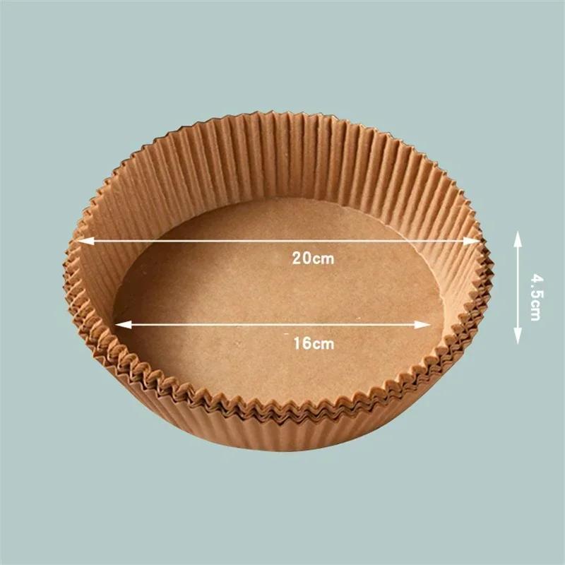 50Pcs Air Fryer Baking Paper for Barbecue Plate Round Oven Pan Pad 16/20cm AirFryer Oil-Proof Disposable Paper Liner Cake Tools