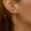 Ins18k Gold Stainless Steel Bow Earrings Design Hanging Gold Stainless Steel Fringed Earrings