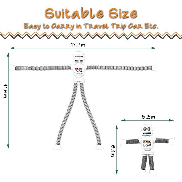 Valentines Day Gift for Kid Toddlers Boy Year Old Age 3 4 5 6 7 8, 4PCS Telescopic Robot Suction Cup Toy, Shape Changing Tube Fidget Toys, Autistic