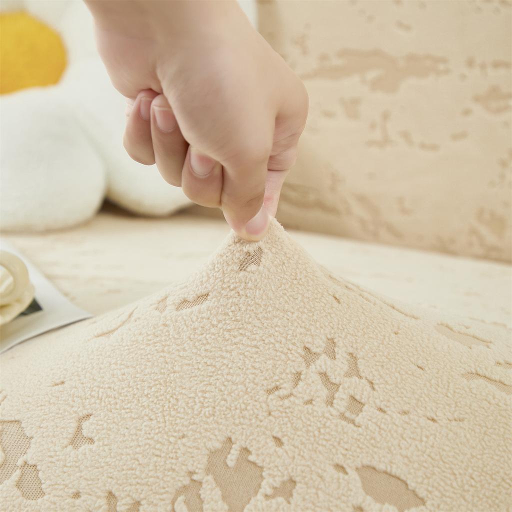 Water Repellent Thick Jacquard Solid Polar Fleece Sofa Cover for Living Room Elastic Universal 1/2/3/4 Seater Sofa Slipcover