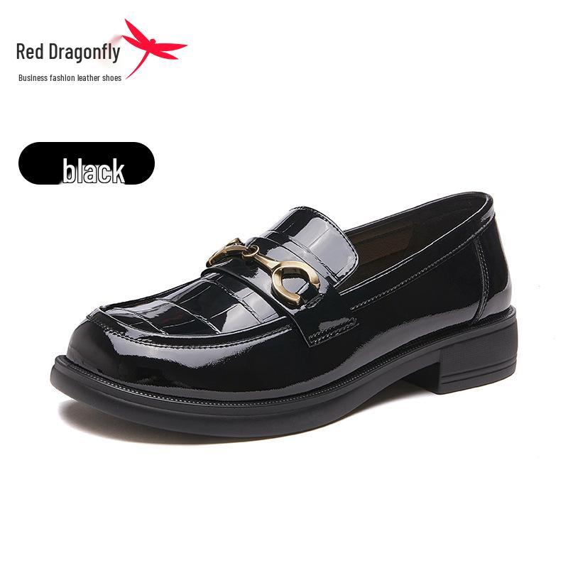 Red Dragonfly Women s Leather Loafers - Autumn Slip-on Flats, British Style 40