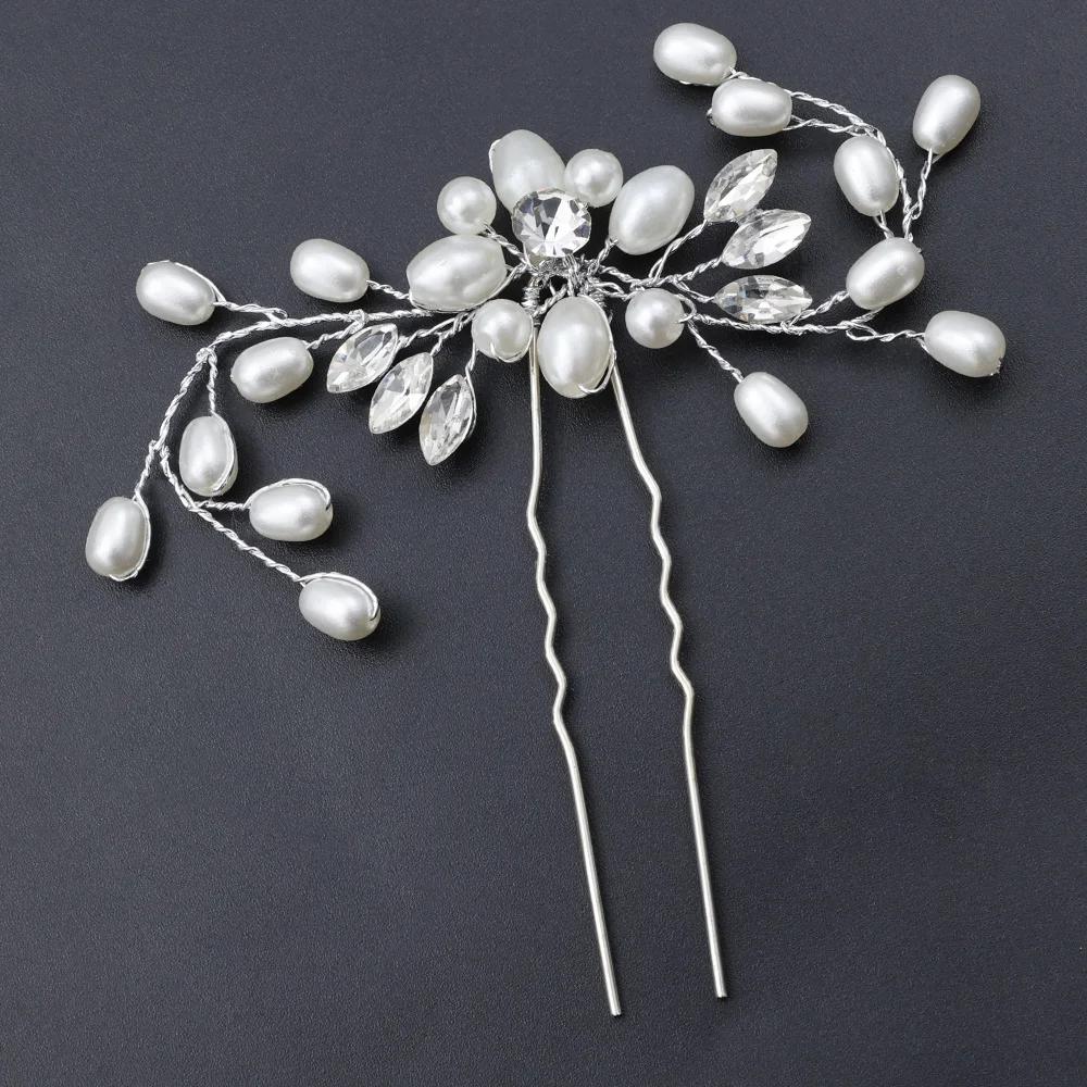 

Princess Flower Crystal Headpiece Rhinestone Pearl Headband Alloy Floral Bridal Hair Accessories Wedding For Girls And Women