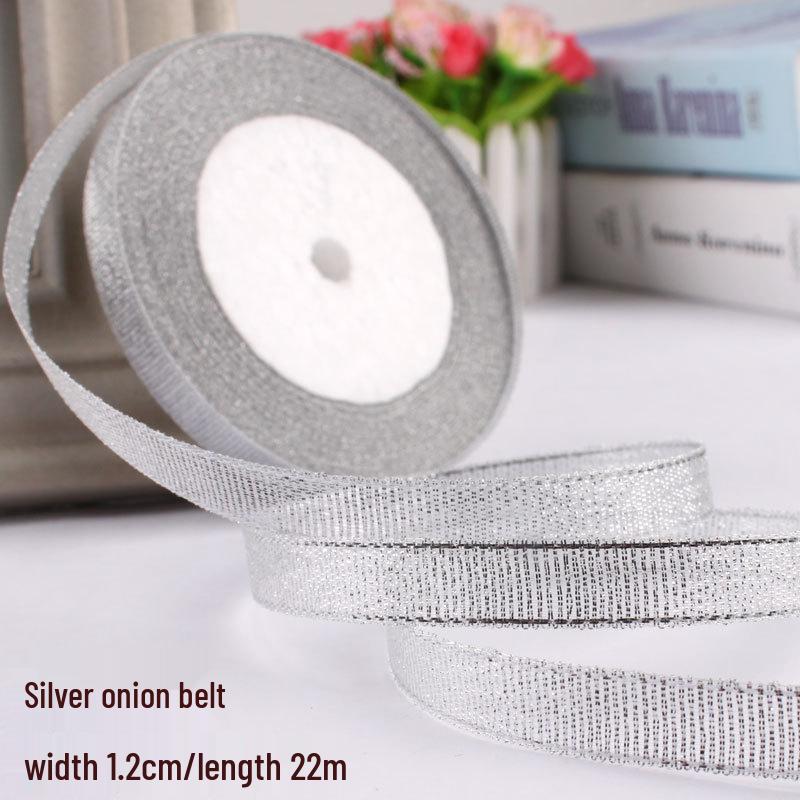 Satin Ribbon with Silver and Gold Glitter for Cake Decoration and Packaging