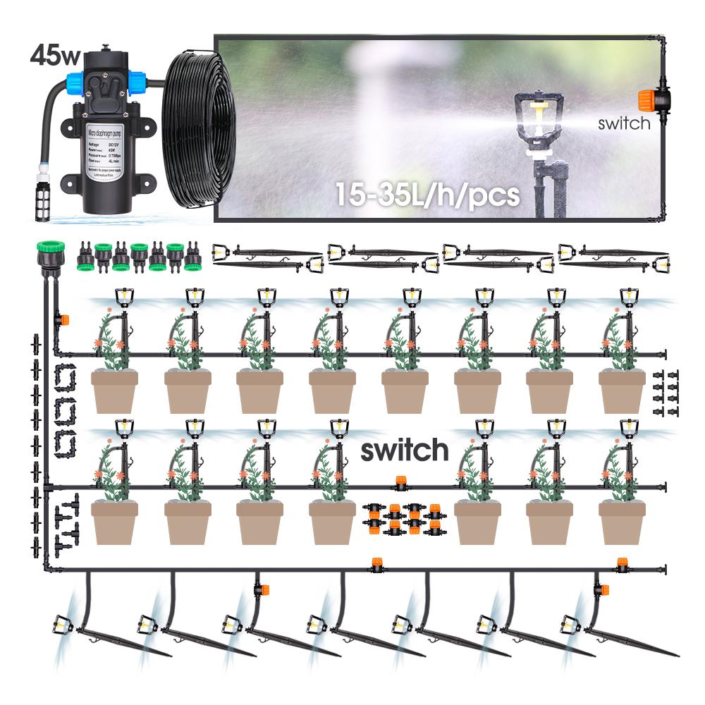 

45 Вт Автоматический самовсасывающий насос Система полива охлаждающей воды с распылителем 27 см 110-240 В Садовая теплица