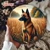 2D Flat Metal Round Wall Art Sign, Nature Landscape with Dog Art Print, Modern Home Cafe Decor, Scandinavian Style